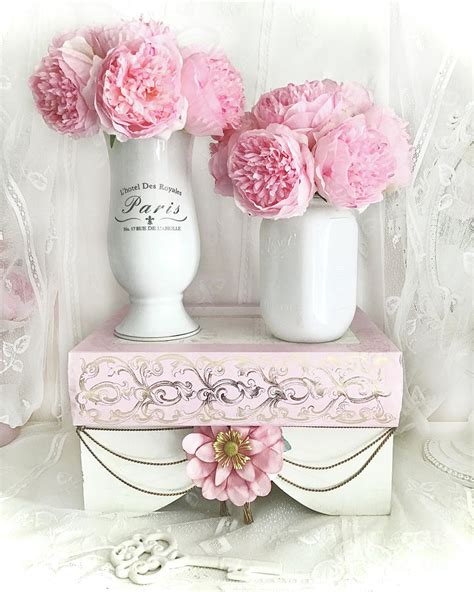 Shabby Chic Pink Pastel Peonies Romantic Parisian Pink White Paris
