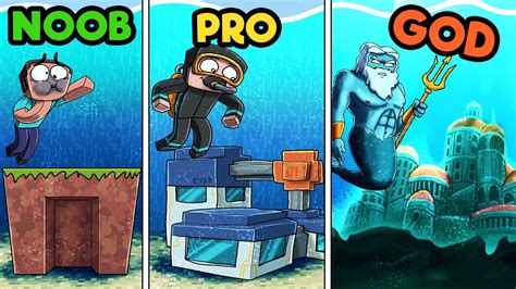 Minecraft Underwater Base Challenge Noob Vs Pro Vs God Youtube