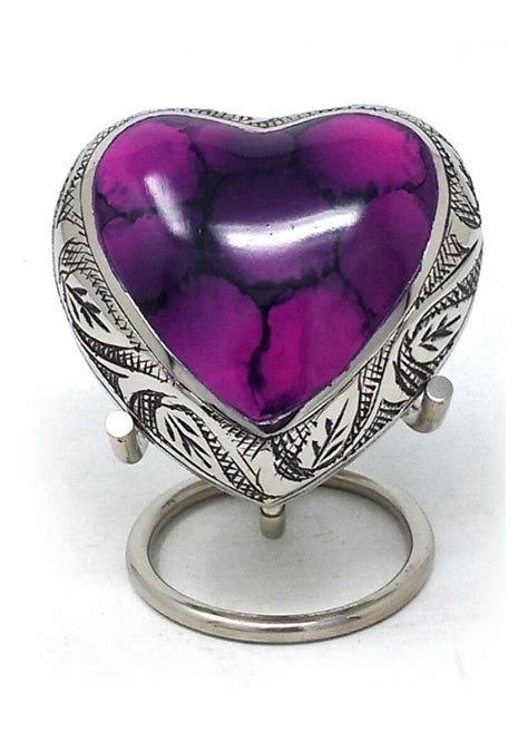 Funeral Leaf Urns Mystic Purple Small Heart Keepsake Urn For Human Ashes