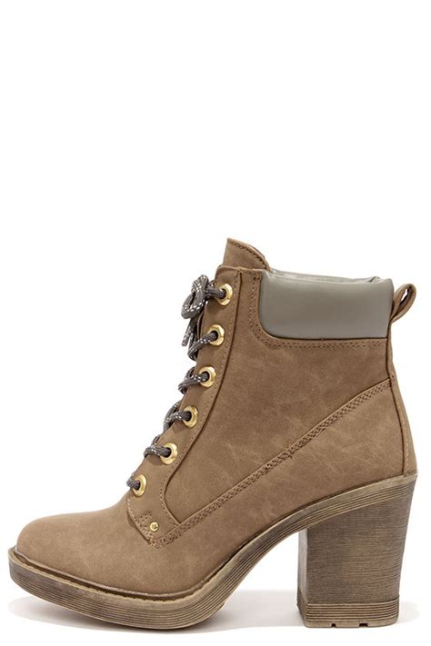 Cute Taupe Boots High Heel Boots Work Boots Ankle