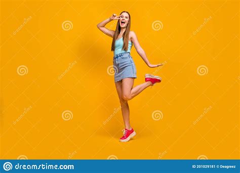 Full Length Body Size View Of Her She Nice Attractive Cheerful Cheery