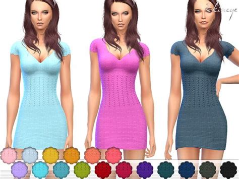 Ekineges Knit Mini Dress Knit Mini Dress Dresses Sims 4 Clothing