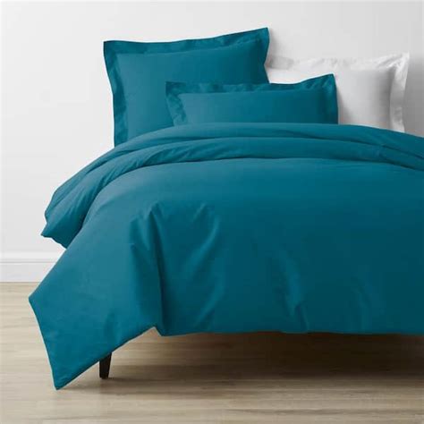 The Company Store Company Cotton Percale Teal Solid King Duvet Cover