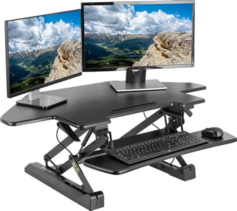 Vivo Black Corner Deluxe Height Adjustable 43 Inch Standing Desk