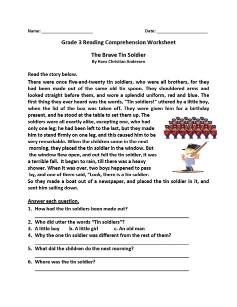 Free Printable Reading Comprehension Worksheets For 3rd Graders