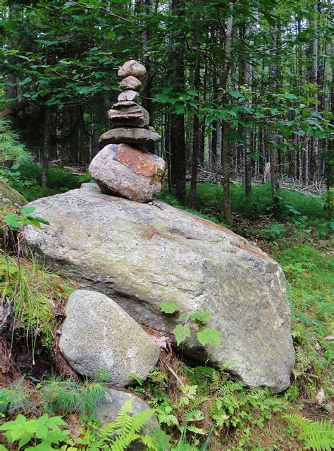 Rock Stack Hiking Trail Marker In Roberts Farm Preserve Norway Maine
