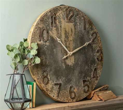 Distressed Steel Wall Clock Decorative Clock Pottery Barn