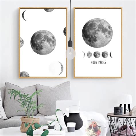 Buy Minimalist Moon Phases Canvas Painting Nordic
