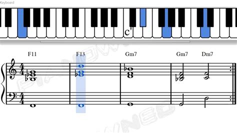 Jazz Piano Cool Chord Progression F11 F13 Gm7 Dm7 Youtube