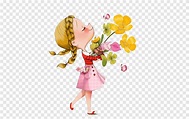 Menina flor, desenho animado, ilustração png | PNGEgg