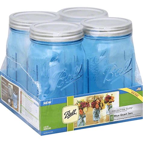 Ball Collection Elite Color Series Mason Jars Wide Mouth Blue Quart Baking And Food Storage