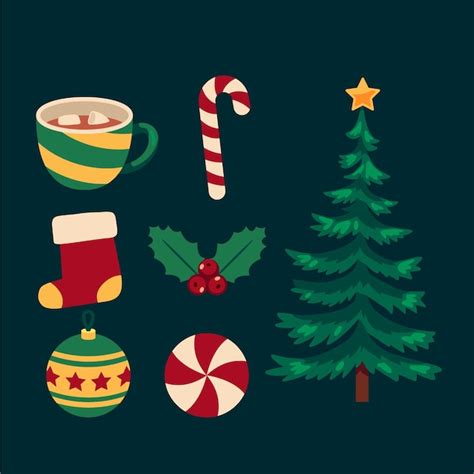 Free Vector Flat Christmas Element Collection