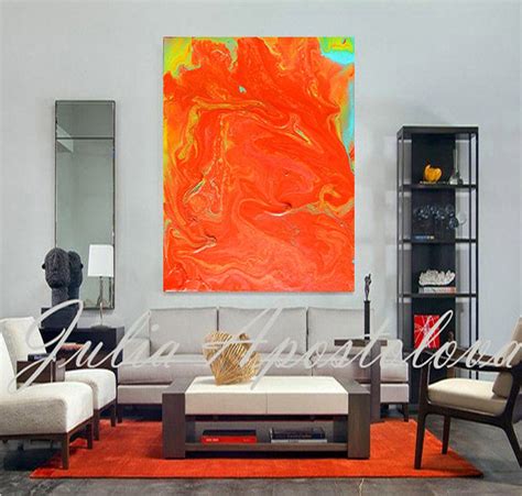 Orange Abstract Painting Abstract Print Modern Canvas Wall Etsy