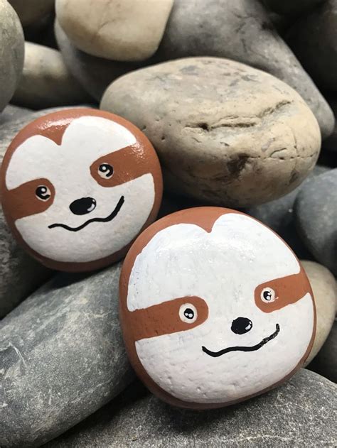 Posca Painted Sloth Rock Easy Beginner Painted Rocks