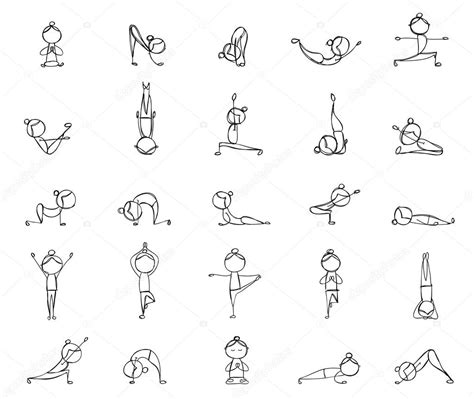 Practicing Yoga 25 Poses For Your Design — Stock Vector © Kudryashka