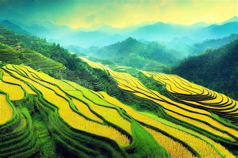 Premium Photo Fantasy Concept Showing A Longji Rice Terrace China