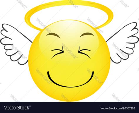Cute Angel Emoticon With Wings Emoji Smiley Vector Image