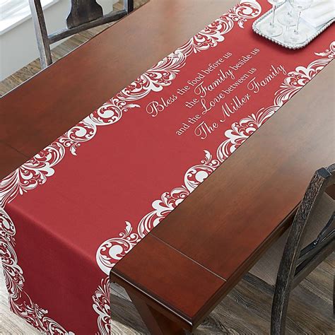 Personalized Our Christmas Blessings 96 Inchtable Runner In Red Bed