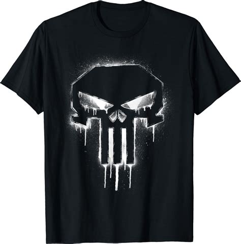 Marvel The Punisher Spray Painted Skull Drip Graphic T Shirt Amazon Co Uk Clothing