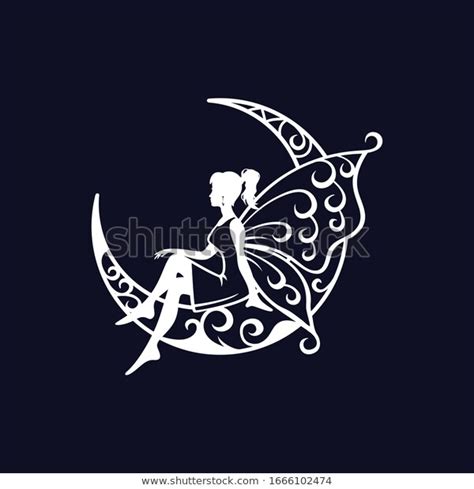 Fairy Crescent Moon Cut File Illustration Stock Vector Royalty Free