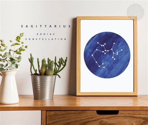 Sagittarius Poster Zodiac Constellation Watercolor Star Sign Etsy