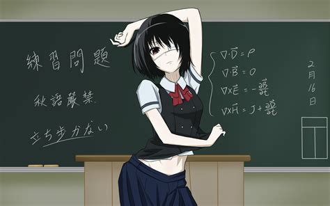 Download Blackboard Bow Clothing Eye Patch Classroom Mei Misaki Another Anime Anime Another