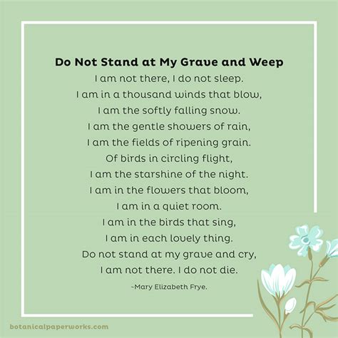 Do Not Stand At My Grave And Weep Poem Mary Elizabeth Frye Printable