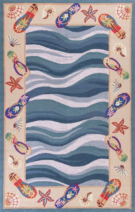 Fun In The Sun Hand Hooked Wool Rug Hand Hooked Wool Rug Blue Area