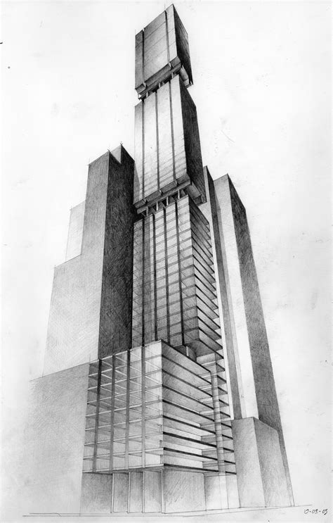 New York Towers Design Buildings Sketch Architecture Perspective