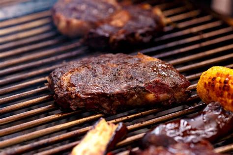 Grilled Beef Steak With Vegetables Stock Photo Image Of Party Food