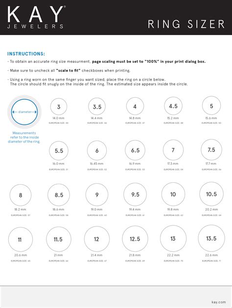 Chart For Ring Size