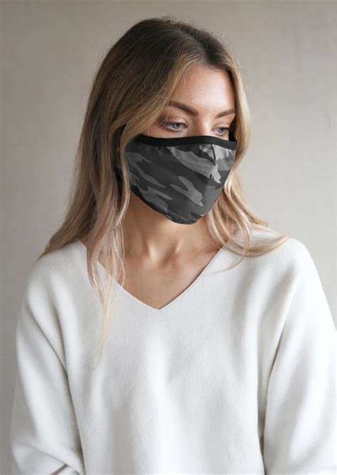 Breathe Adult Face Mask Grey Camo