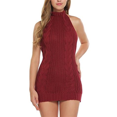 Snagshout Zeagoo Women Sexy Turtleneck Sleeveless Backless Halter Loose Cable Knit Sweater