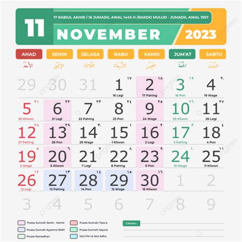Kalender Hijriah November November Kalender Png Dan Vektor