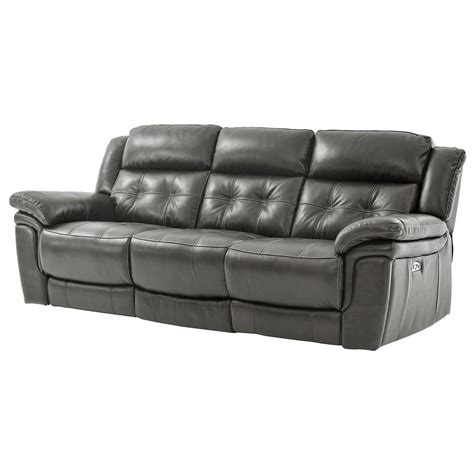 Stallion Gray Leather Power Reclining Sofa El Dorado Furniture