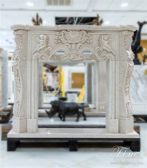 Marble Fireplaces Winged Cherubs Carved Marble Mantel In Botticino