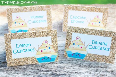 If you need to make a colourful birthday card in a hurry, why not try making this quick and easy cupcake birthday card. Cupcake Birthday Party-Glitter Cupcake Food Label Tent ...