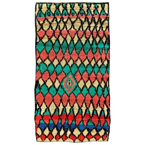 Vintage Tribal Moroccan Colorful Handmade Wool Rug For Sale At 1stdibs