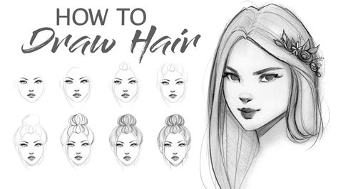 How To Draw Hair Step By Step Tutorial Youtube