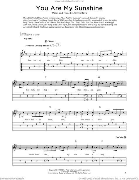 You Are My Sunshine Sheet Music For Dobro Solo Pdf