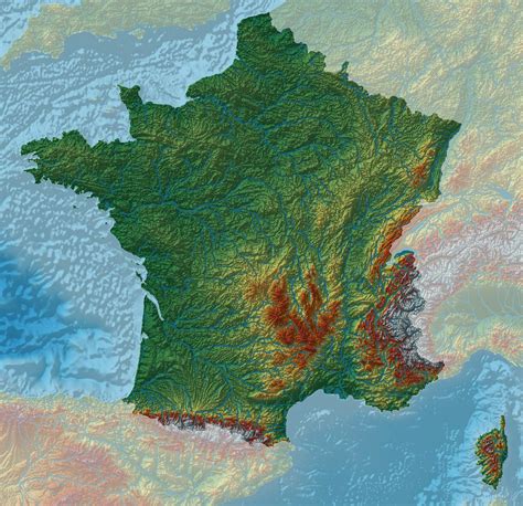 Geographical Map Of France Topography And Physical Features Of France