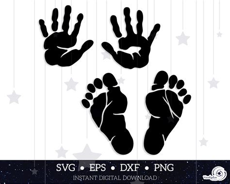 Baby Handprints Footprints Vector Clipart Set Instant Digital Download
