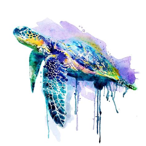 Watercolor Sea Turtle By Marian Voicu Redbubble