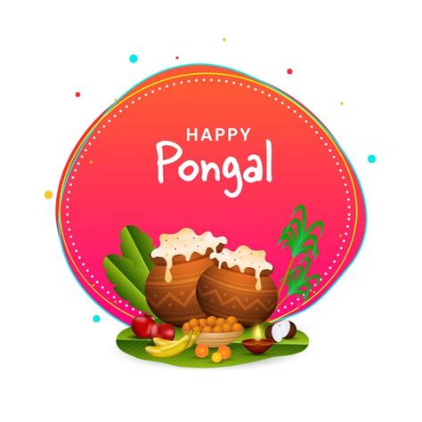 Premium Vector Happy Pongal Concept With Festival Elements On Pink