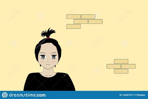 Simple Illustration Of A Cute Anime Girl Stock Vector