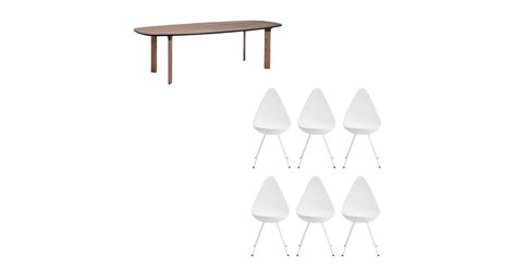 Fritz Hansen Analog™ Dining Table 6 Drop™ Chairs Set Ambientedirect