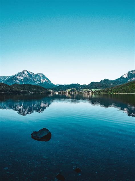 Mountains Lake Stones Reflection Landscape Hd Mobile Wallpaper