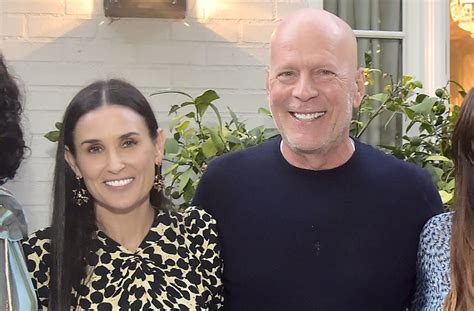 demi moore and bruce willis pose together with daughters and willis wife pic