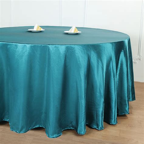 108 Teal Satin Round Tablecloth Tableclothsfactory