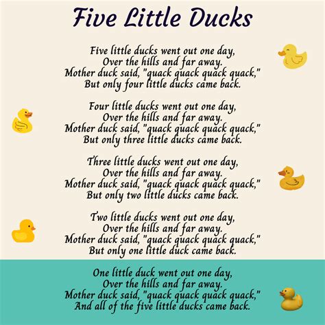 Five Little Ducks Printable Lyrics Origins And Video